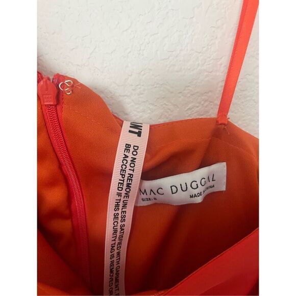 Mac Duggal Satin One Shoulder Long Sleeve Draped Back Tulip Hem Mini Dress NEW N - Picture 5 of 8